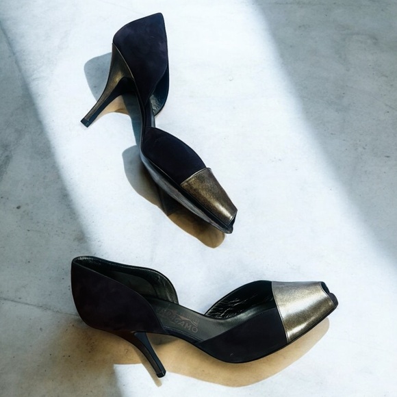 SALVATORE FERRAGAMO PURPLE LEATHER D'ORSAY PUMPS - RARE - Picture 6 of 6